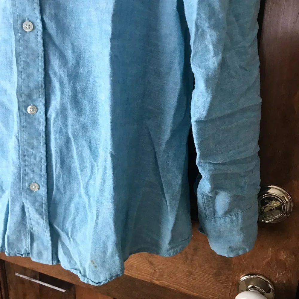 Banana Republic Teal Button-Down w/Convertible Sleeves Large